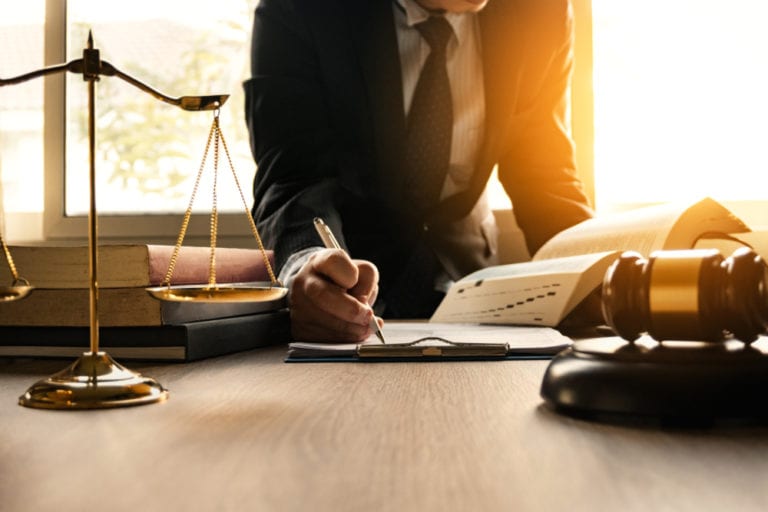 attorney working in early morning