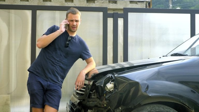 on the phone after a car accident